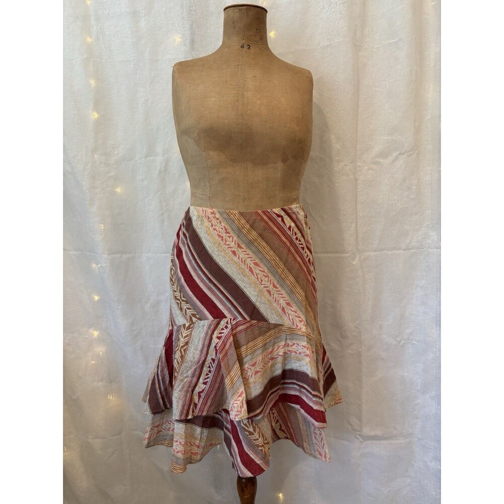 American Living Womens Fit Flare Tiered Ruffle Skirt Size S Elastic Waist NWT OS
